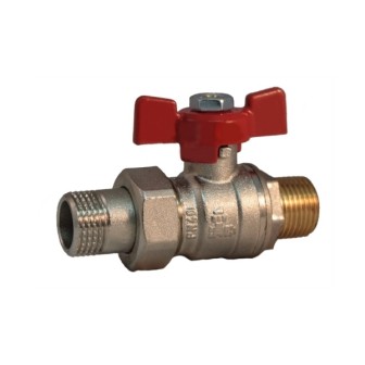 Pipe union MM ball valve PN 40 with butterfly handle