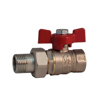 Pipe union MF ball valve PN 25 with butterfly handle