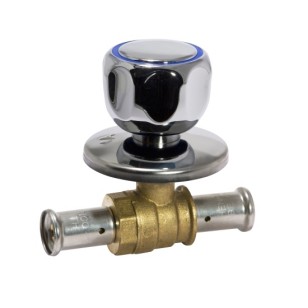 Built-in press valve for multilayer pipe, chromed handle