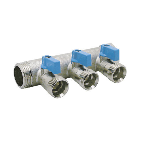3 ways male manifold Euroconus with incorporated ball valves %>