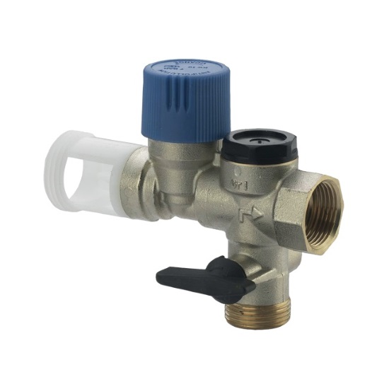 Straight safety group with check and ball valve for boiler %>