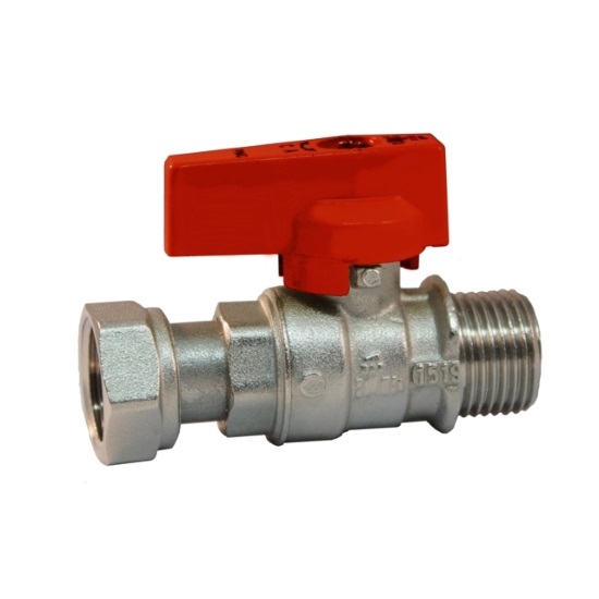 Ball valve with male connection and female sliding nut %>